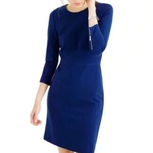 J. Crew Bodycon Sheath Blue Dress - Zipper Sleeves Sz 4